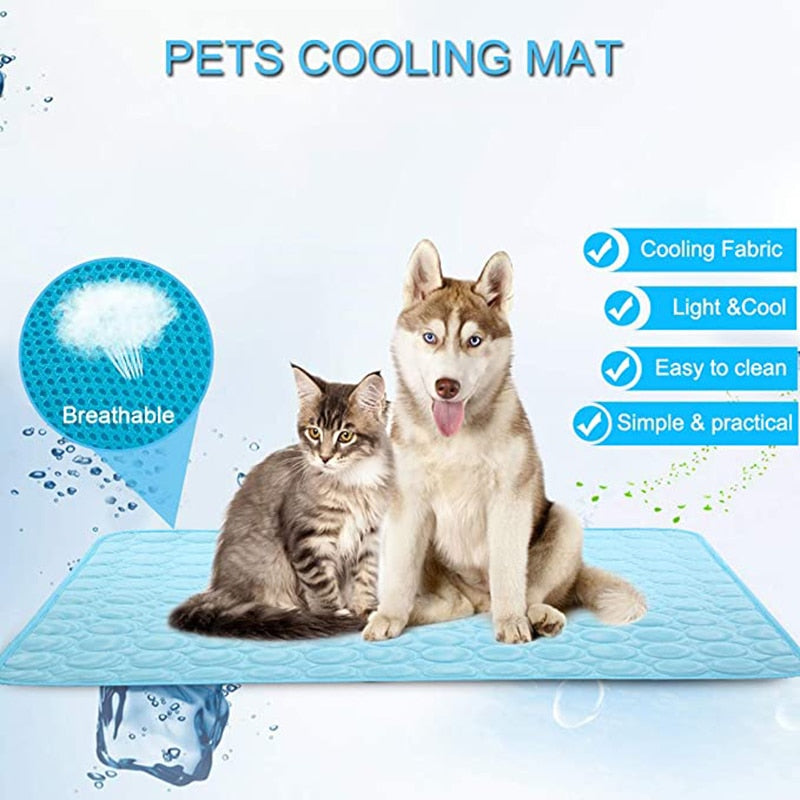 Pets Refreshing Carpet Pet Cooling Ice Pad Cold Silk Moisture-Proof Sofa Mats Portable Tour Sleeping Bed Pet Accessories Dog Mat