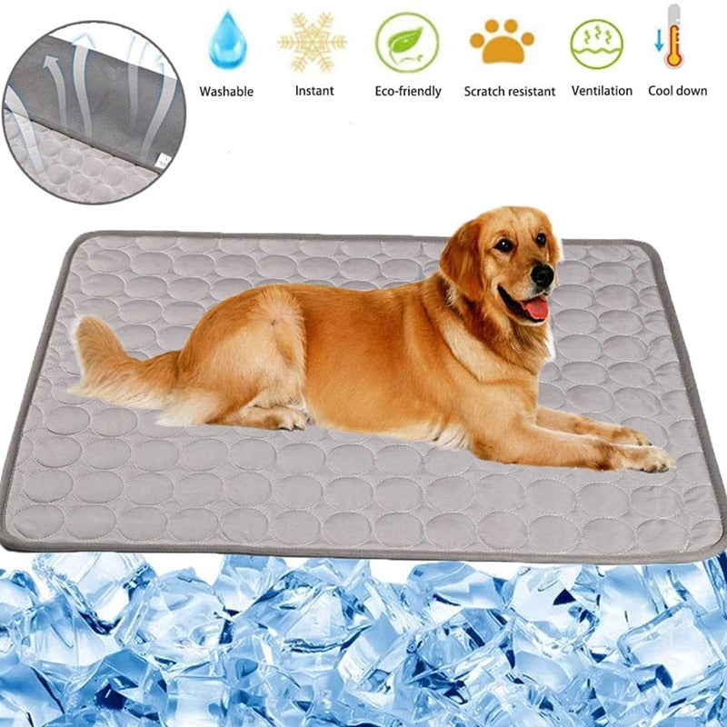 Pets Refreshing Carpet Pet Cooling Ice Pad Cold Silk Moisture-Proof Sofa Mats Portable Tour Sleeping Bed Pet Accessories Dog Mat